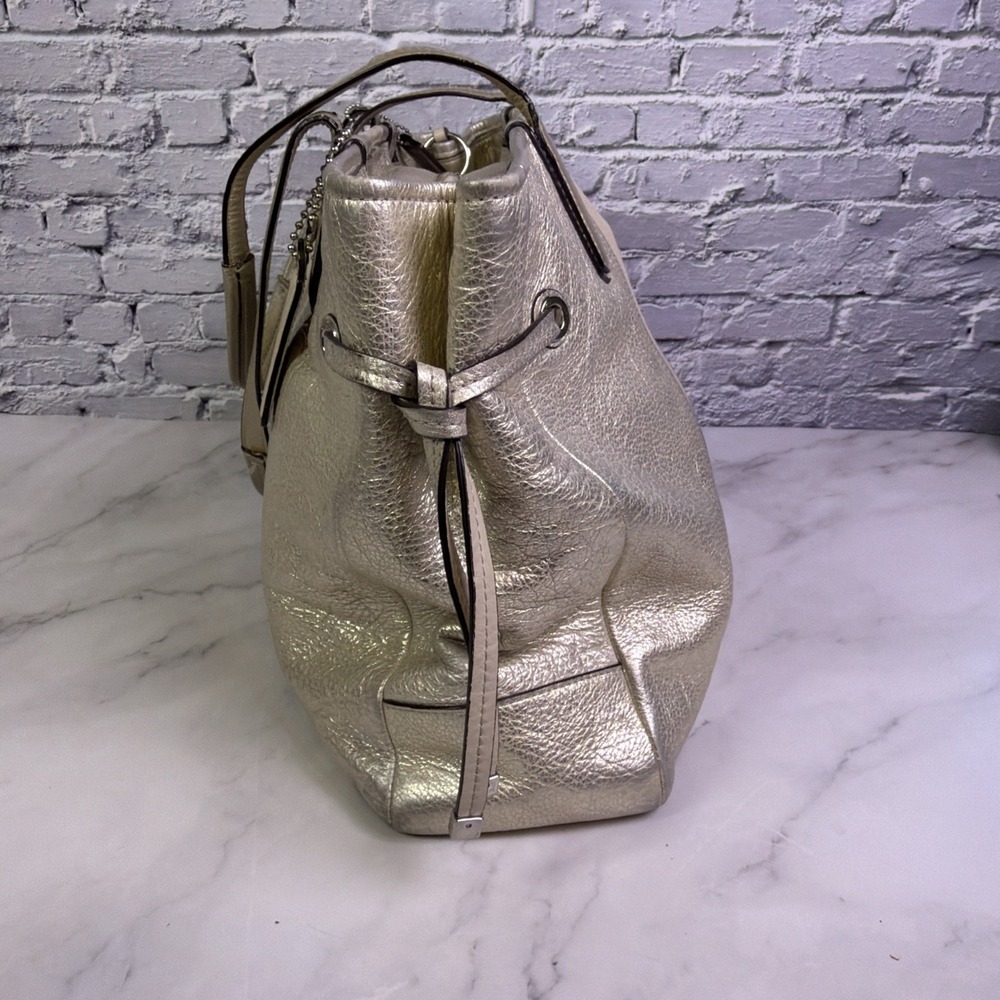Coach Chelsea Leather Stripe Platinum Charlie ToteBag Purse J1126 18962 - Picture 12 of 15